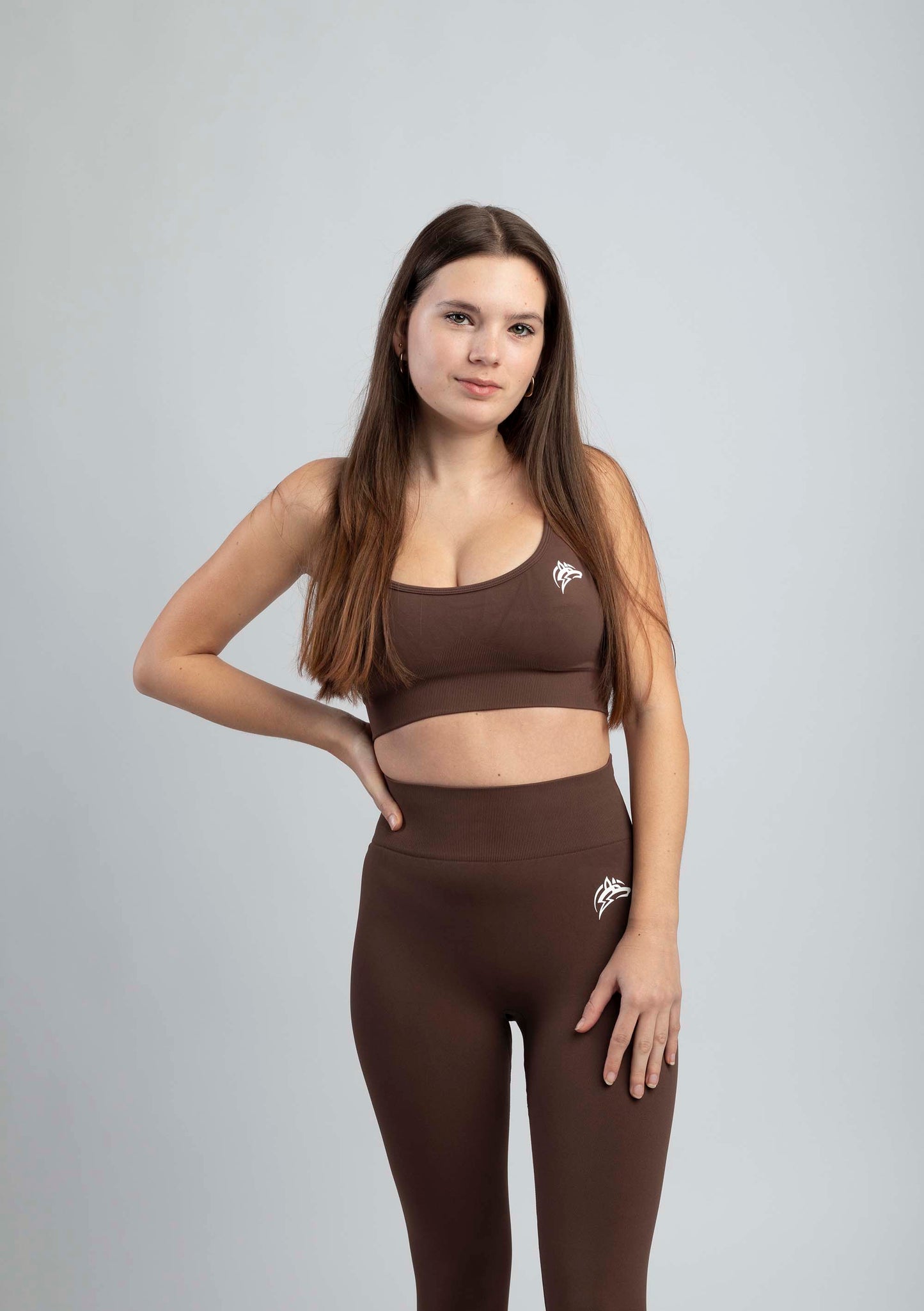 Seamless strapped sports bra - Brown