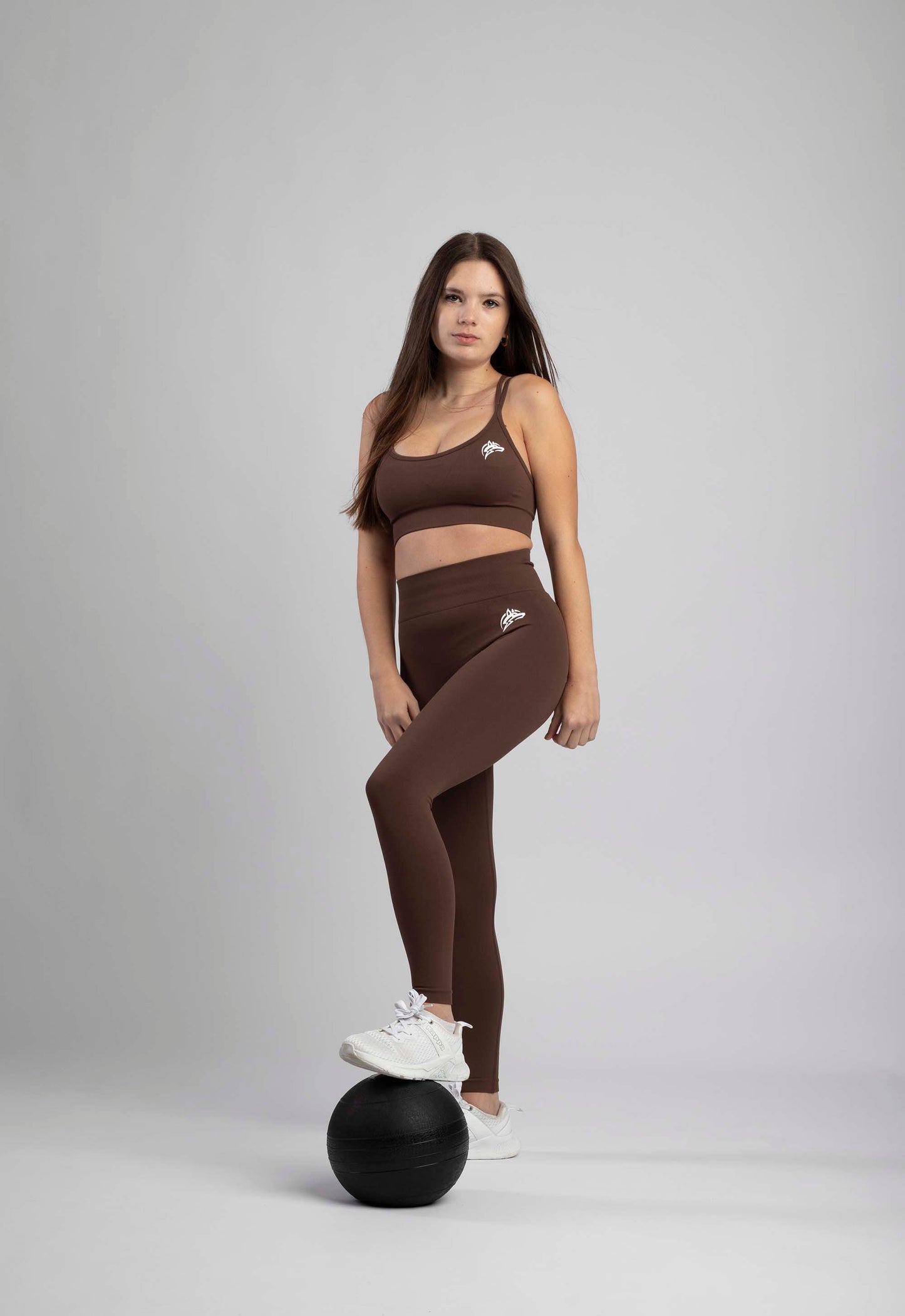 Seamless strapped sports bra - Brown