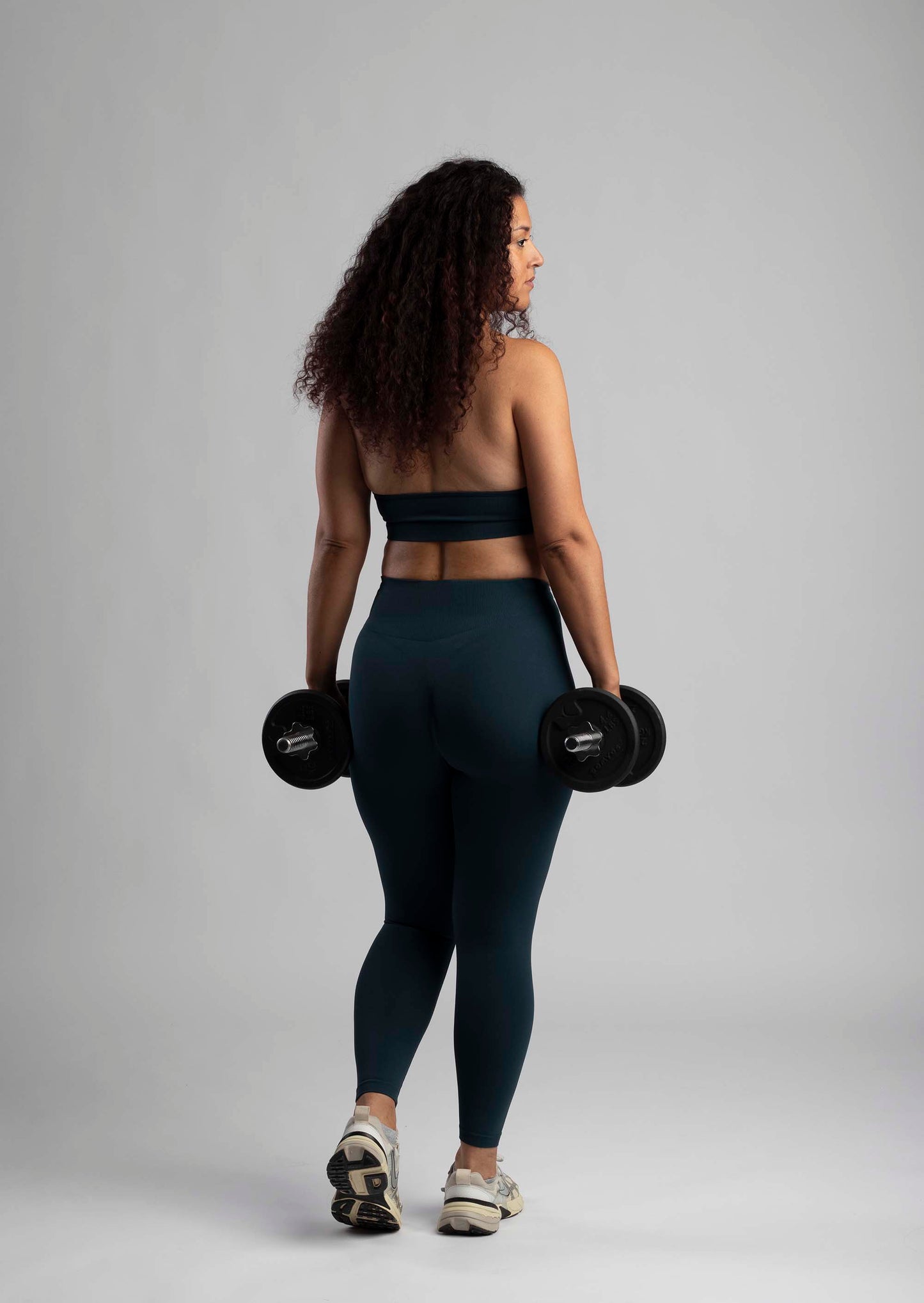 Seamless halter sports bra - Steel Blue
