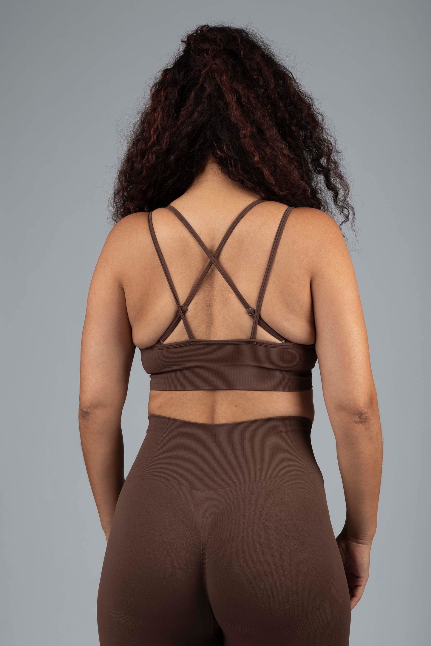 Seamless strapped sports bra - Brown