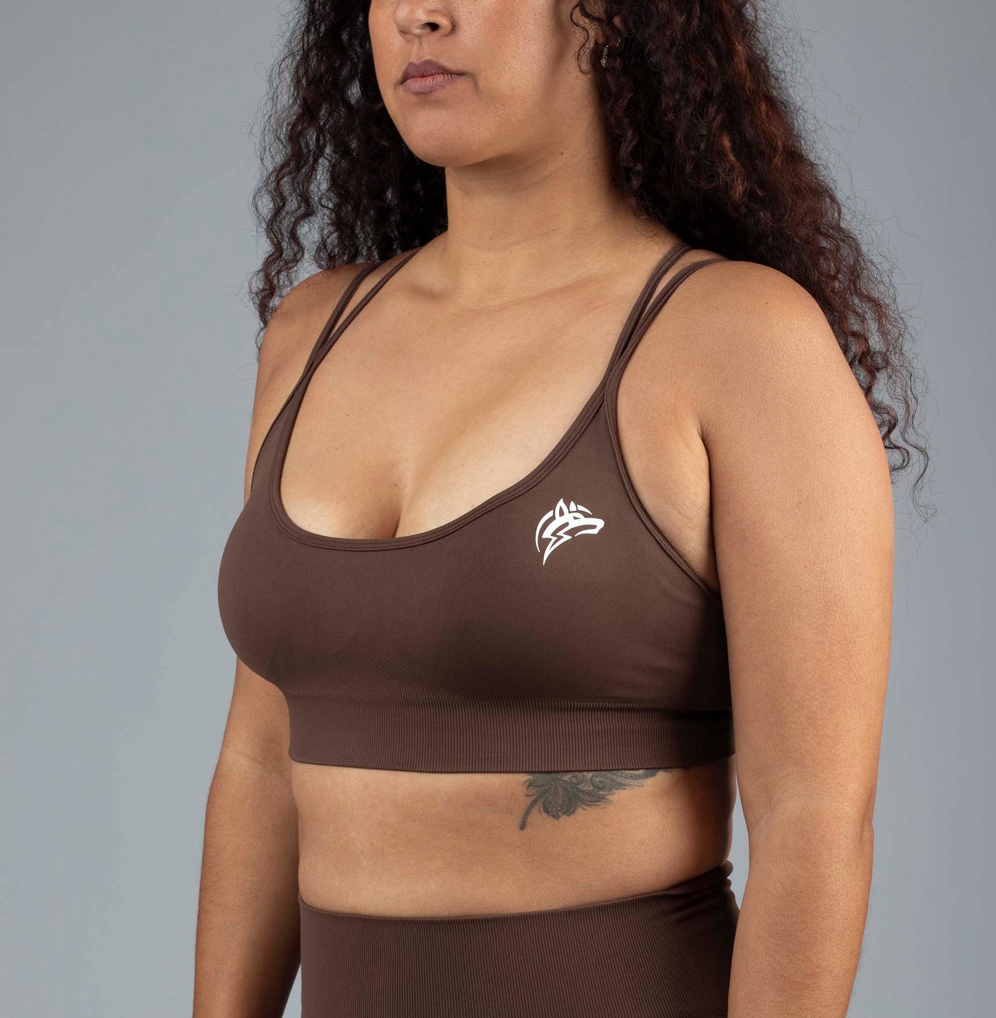 Seamless strapped sports bra - Brown