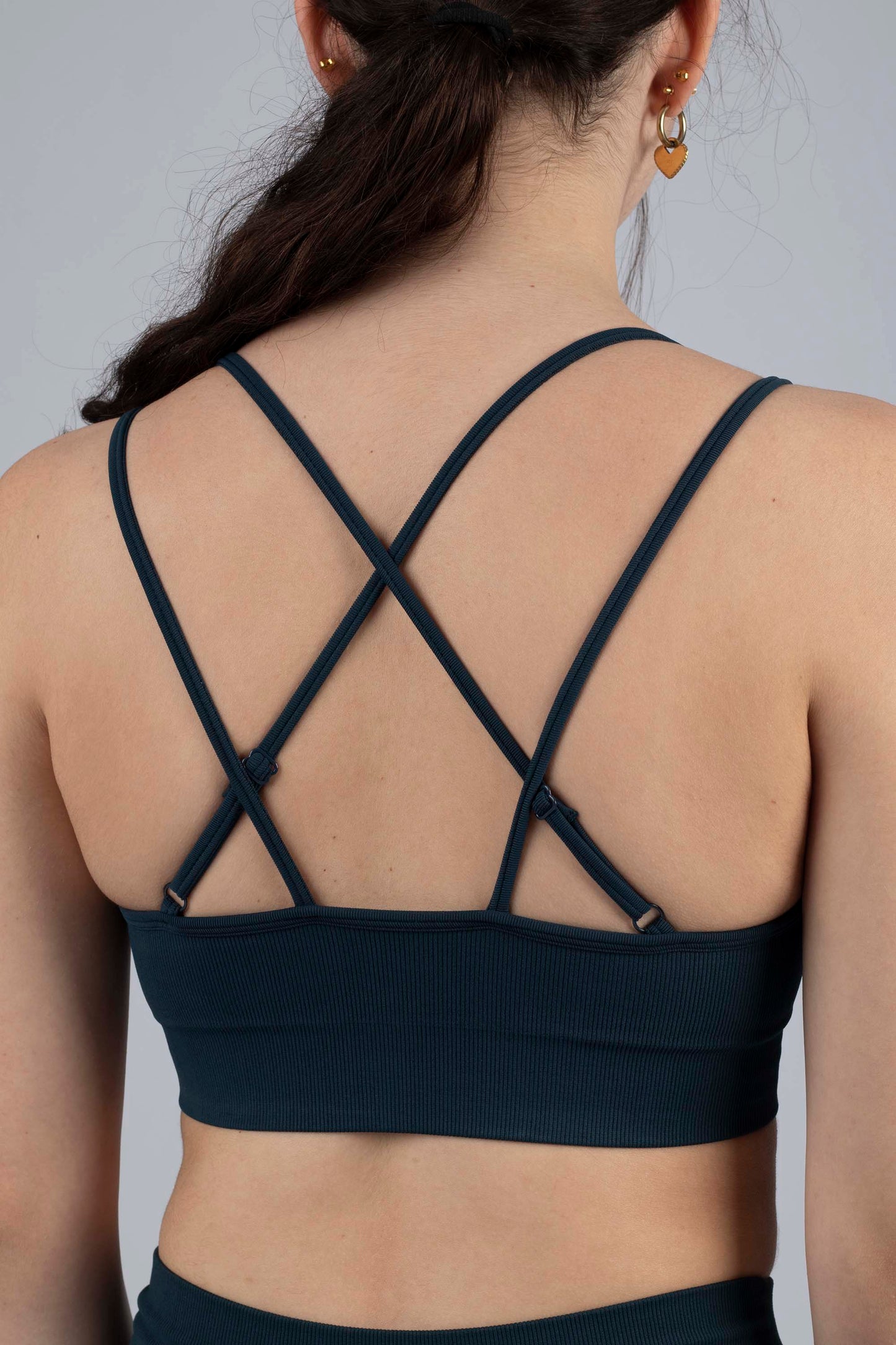 Seamless strapped sports bra - Steel Blue