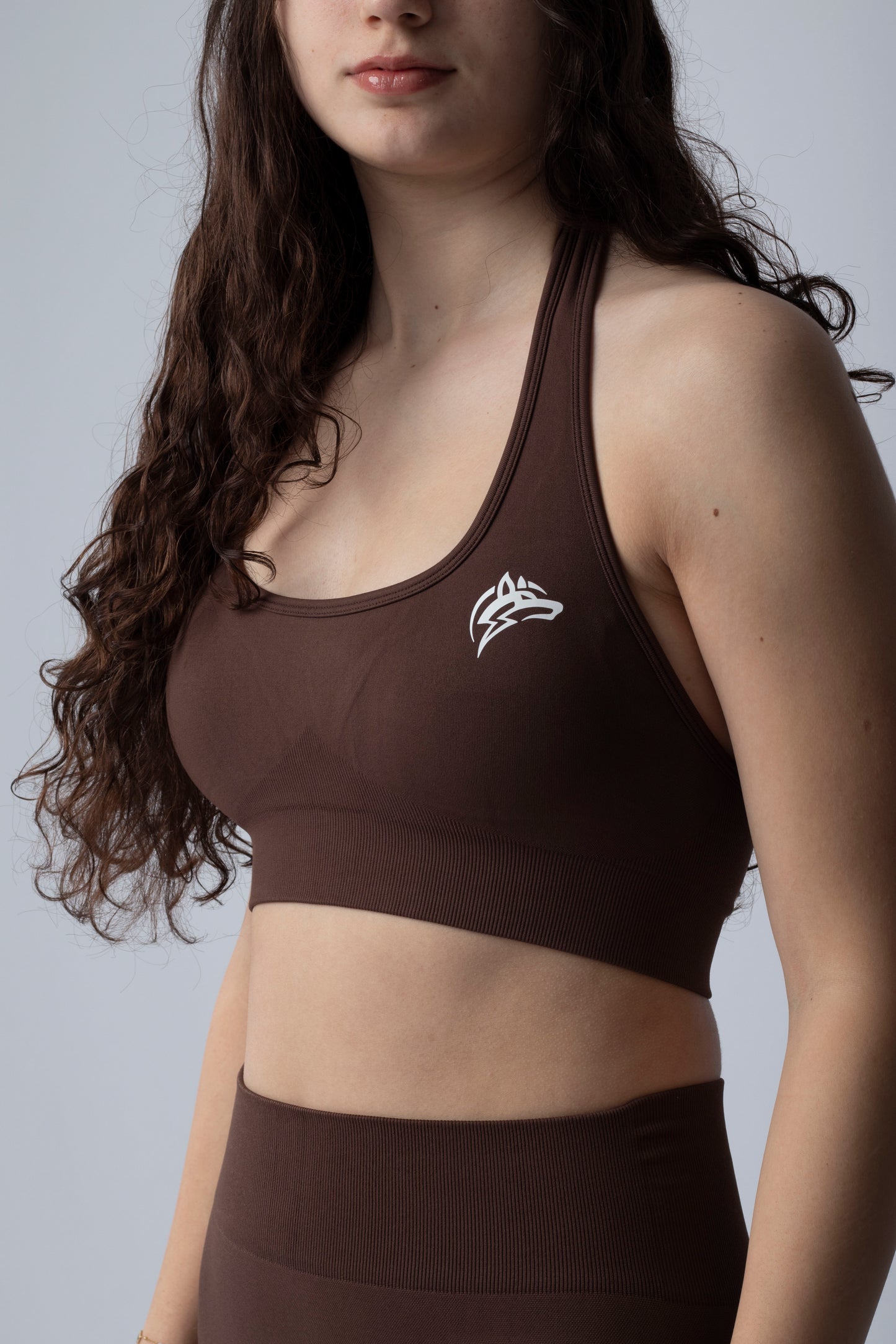 Seamless halter sports bra - Brown