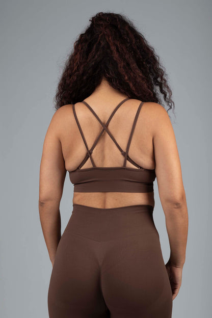 Seamless strapped sports bra - Brown