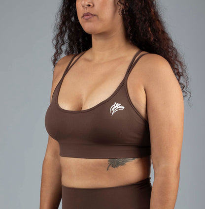 Seamless strapped sports bra - Brown