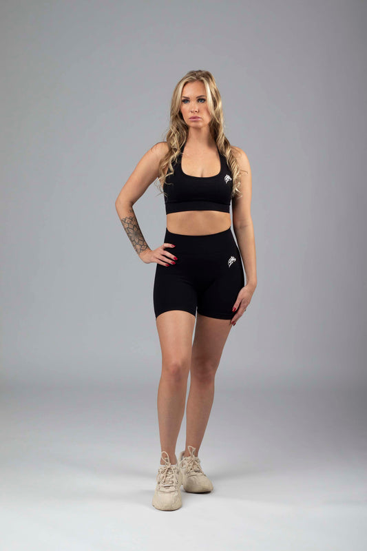 Seamless halter sports bra - Black