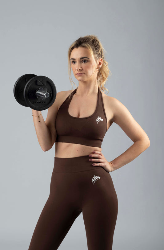 Seamless halter sports bra - Brown